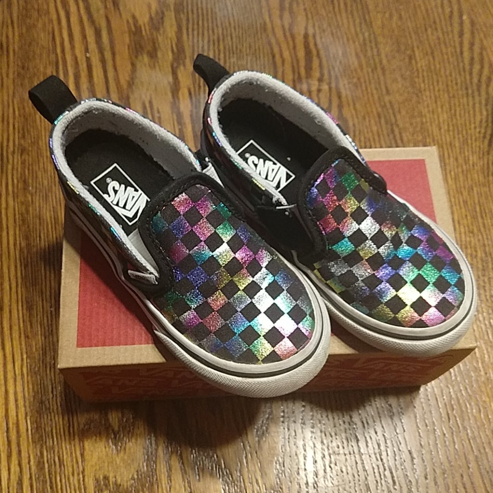Vans, toddler girls, slip on v skate shoe